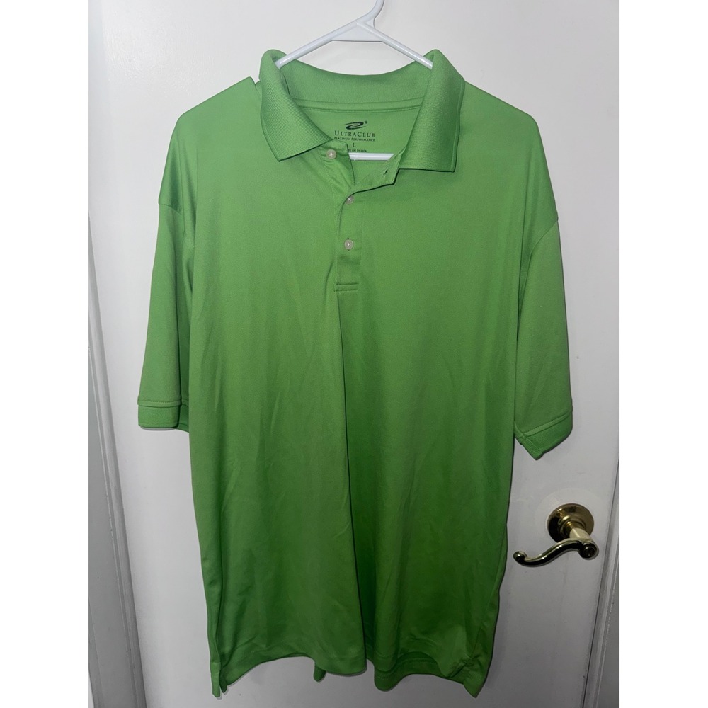 UltraClub Platinum Performance Mens Polo Shirt Large Lime GreenShort Sleeve Golf